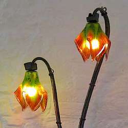 glass and iron flower lamps